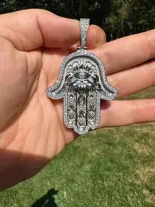 Authentic Radiant Ward: The Moissanite Hamsa and Evil Eye Talisman
