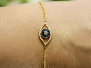 Authentic The Celestial Gaze: Gold-Plated Sapphire Evil Eye Talisman