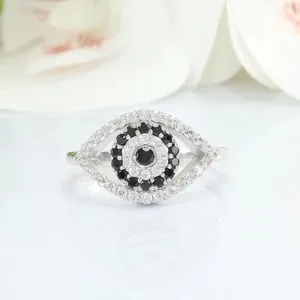 Authentic Round Cut Simulated Diamond Evil Eye Wedding Ring Round 14K Rose Gold Plated