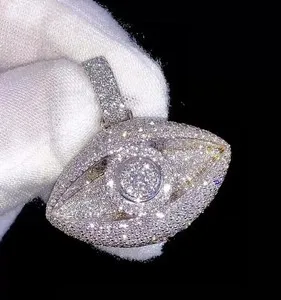Authentic The Gaze of Luminescence: VVS1 Moissanite Evil Eye Talisman in 14K White Gold Finish