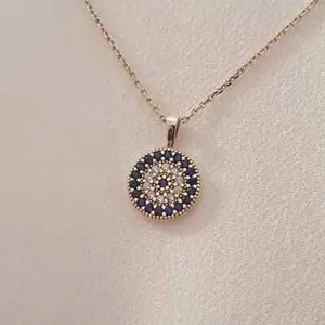 Authentic Celestial Sapphire Eye of Protection - Sacred Gold-Plated Intuition Amulet