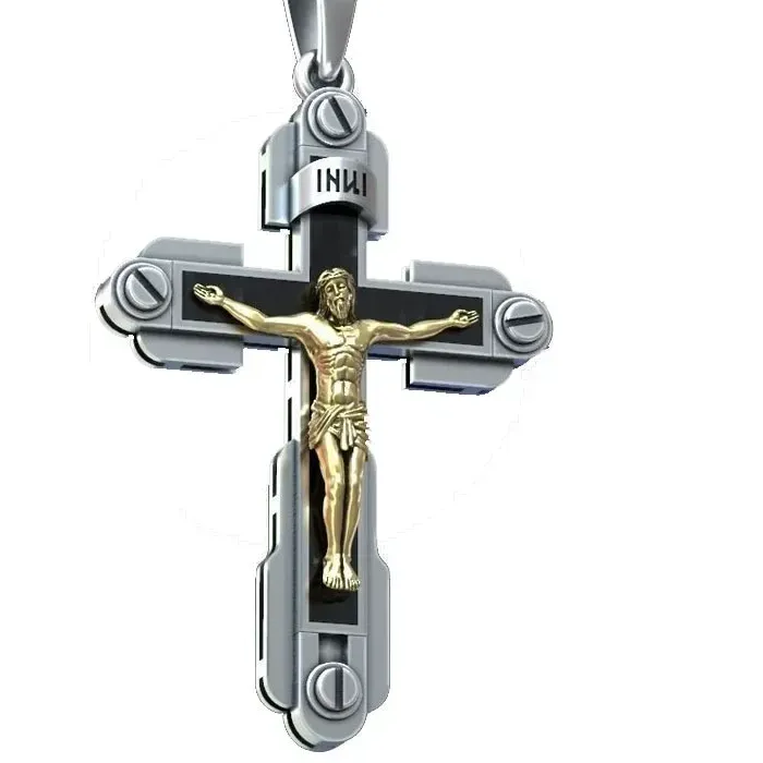 Authentic 12G Orthodox Christian Cross Wood Bolts With Gold Pendant Customized 925 Solid Sterling Silver Pendant
