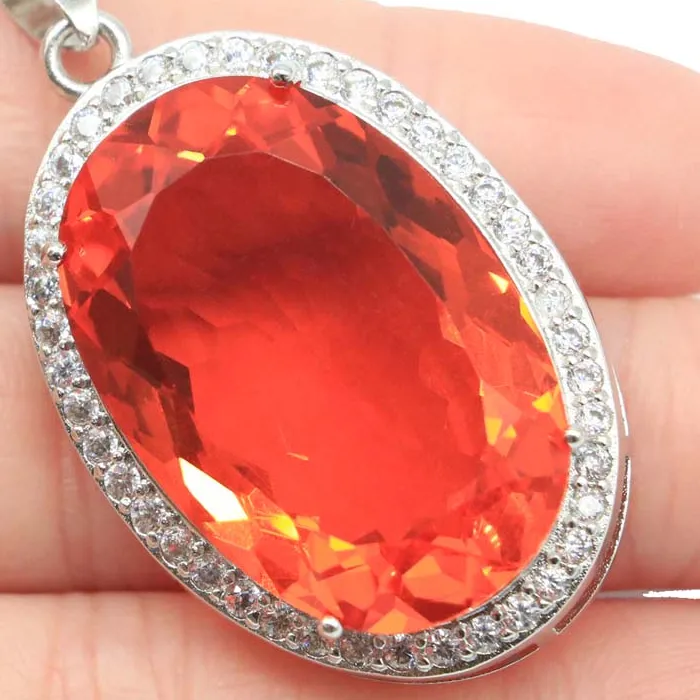 Authentic Buy 5 Get 1 Free 45x26mm Big Gemstone Peridot Golden Citrine Violet Tanzanite Orange Spessartine Garnet Dating Silver Pendant