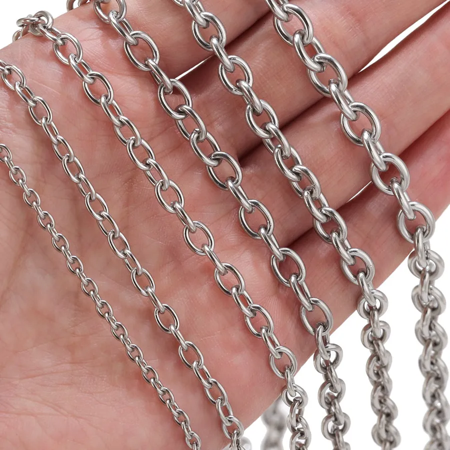 Authentic 1meter 34 5 6 7mm O Shape Link Chains For Jewelry Making Cross Chain DIY Bracelet Necklace Making Materials Bulk