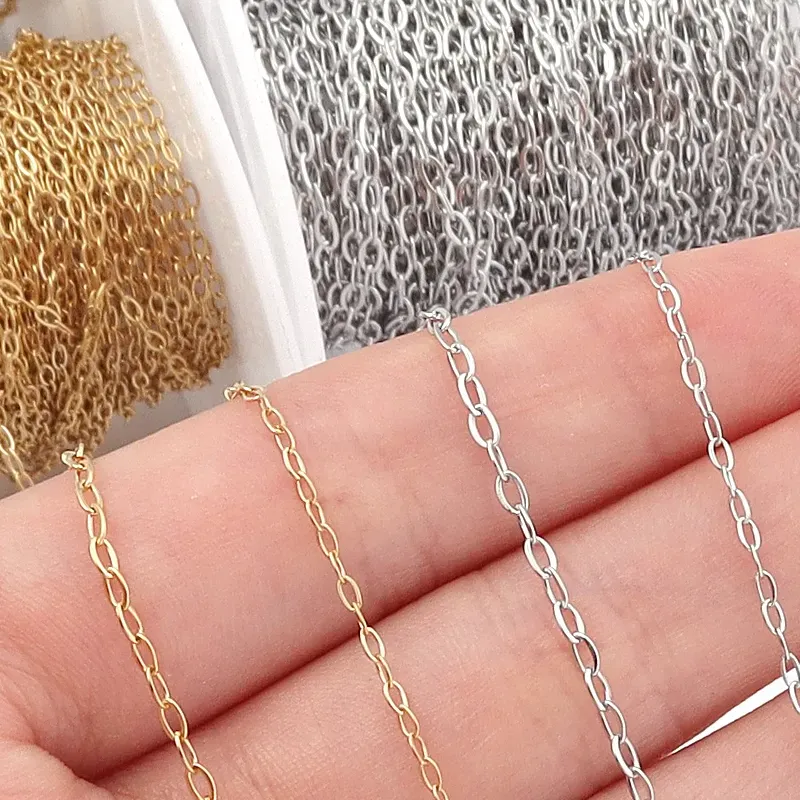 Authentic 10Yards/Roll Chains O Shape Cross Link Chains For Jewelry Making DIY Handmade Necklace Bracelets Accessories