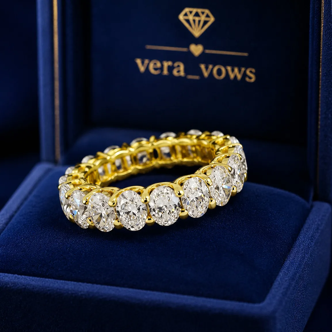 Authentic 3 Ct Pass Tester Oval Cut Moissanite Wedding 14K Yellow Gold Plated Ring Band
