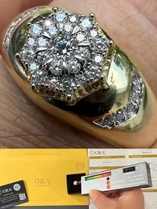 Authentic 14k Gold Plated 925 Silver Hip Hop Iced Moissanite Pinky Ring Passes Tester GRA