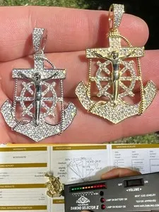 Authentic The Mariner's Cross: Radiant Gold-Plated Moissanite Anchor Crucifix