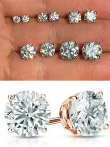 Authentic Rose Petal Blessings: 14k Rose Gold Plated Moissanite Stud Earrings