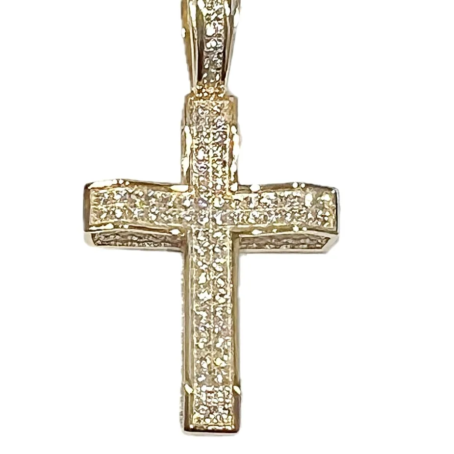 Authentic Celestial Cross Amulet – 14k Gold‑Plated Silver with 0.82 ct Moissanite