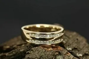 Authentic Pass Tester Men's Wedding Band Certified Moissanite 14K Yellow Gold Plated Ring
