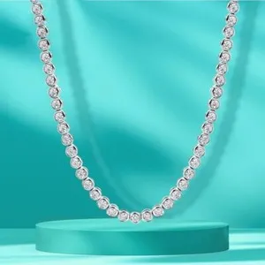 Authentic Celestial Starlight Moissanite Tennis Necklace - 18K White Gold Plated High-Vibration Talisman