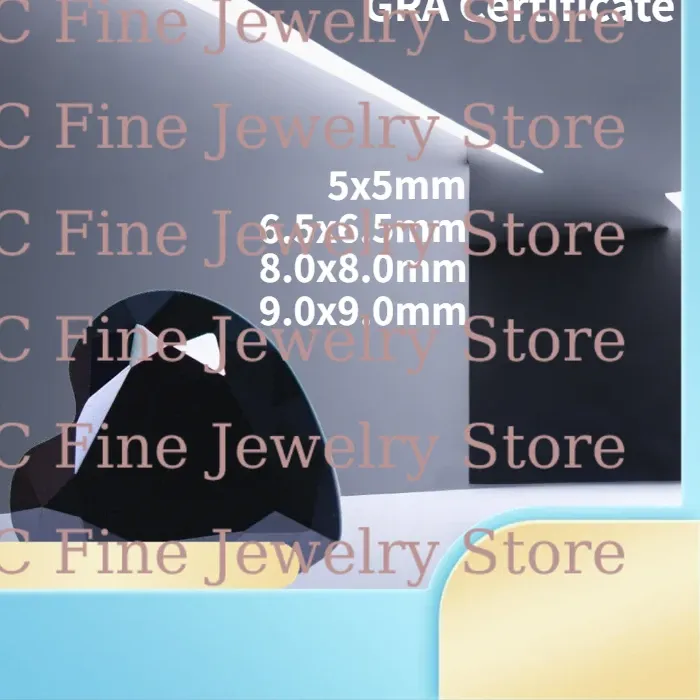 Authentic Black Color Moissanite Stone Heart Cut for Pass Diamond Tester Charms Top Jewelry Making with Certificate