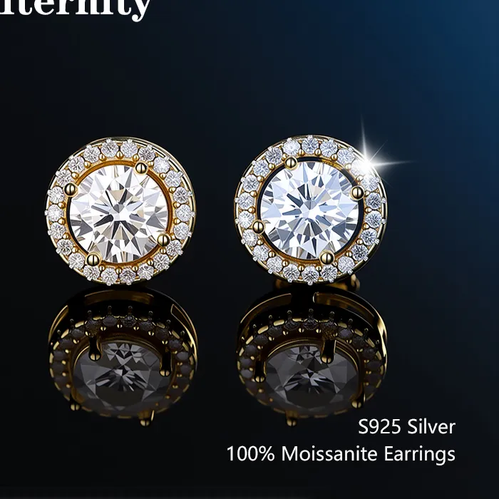 Gra Moissanite Stud Earrings S925 Silver Platinum And Gold Plating 2 Certificates Pass Diamond Tester Fine Jewelry