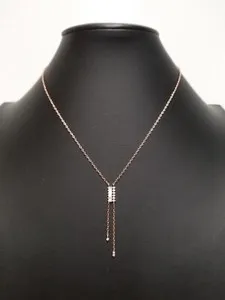 Authentic Simulated Diamond Glam Bar 18k Rose Gold Plated Sterling Silver Lariat Necklace