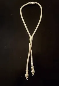 Authentic CATWALK JON Gold Plated & Crystal Snake Lariat Necklace