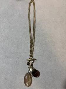 Authentic Lia Sophia Natural Charm Necklace 17” Gold Plated Lariat YDrop Dangle Eclectic