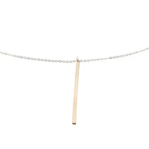 Authentic Minimalist Bar Lariat Necklace in Gold Plated Sterling Silver adj. 16 to 18 Inch