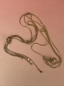 Authentic Crystal Multi-Strand Gold plated multi chain Lariat Necklace