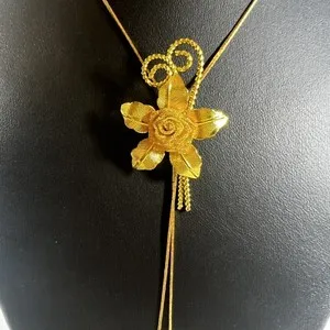 Authentic Vintage Mesh Rose Lariat Gold Plated 28”