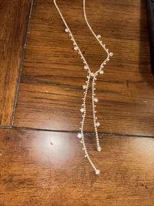 Authentic Ettika Elegant Crystal Drop Chain Lariat Necklace 18k Gold Plated