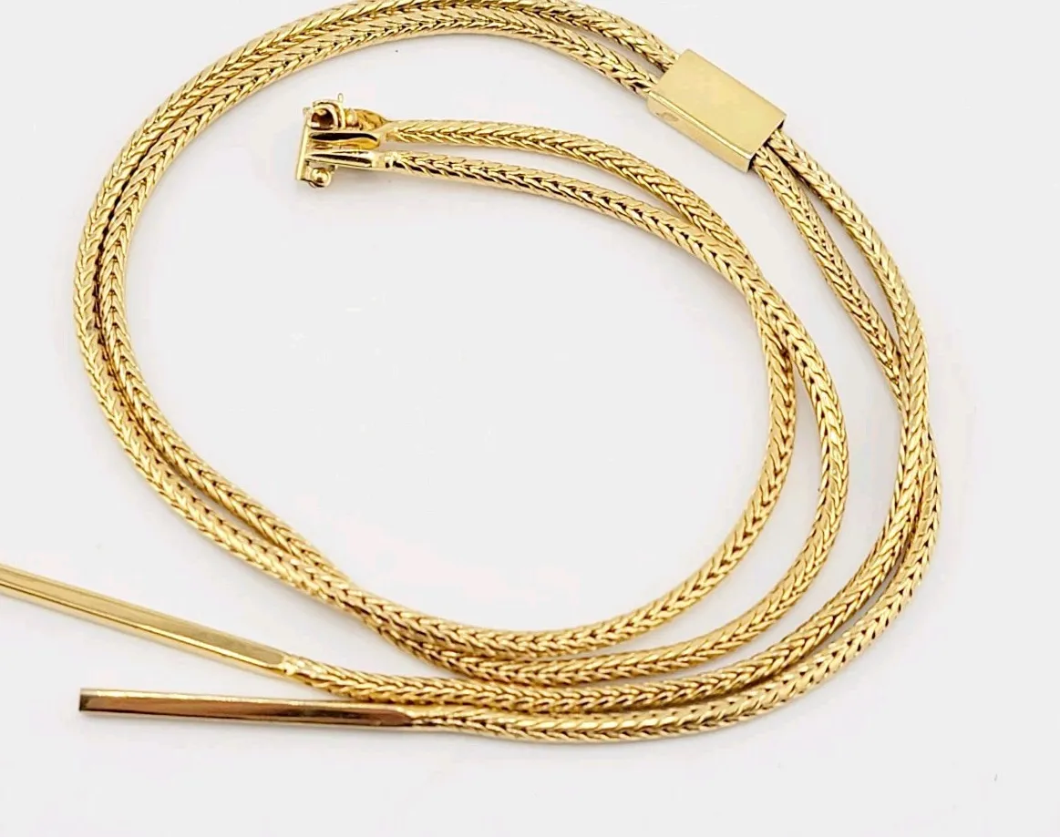 Authentic Vtg MONET Lariat Pendant Necklace High-end Designer Jewelry Gold-plated