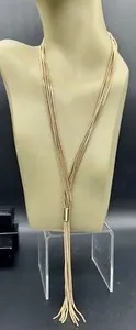 Authentic VINTAGE GOLD PLATED MULTI CHAIN SIGNED LYDEL NYC LARIAT Y STYLE NECKLACE 26"