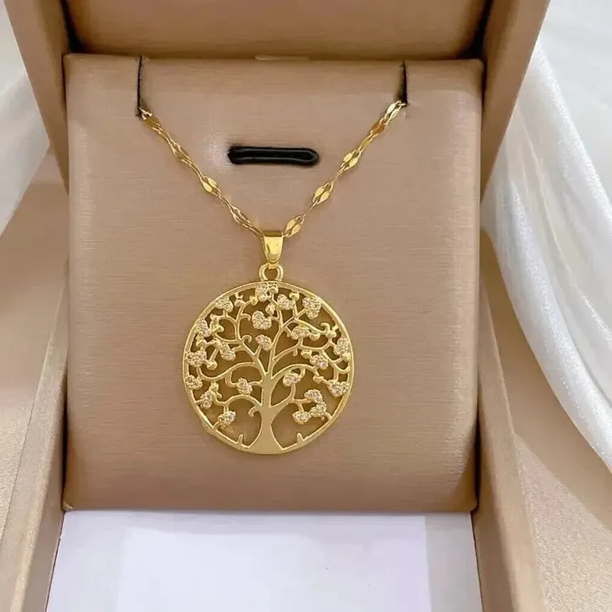 Authentic The Golden Roots of Eternity: 3.0CT Simulated Diamond Tree of Life Pendant