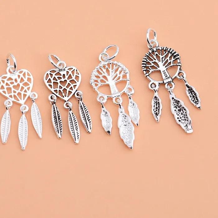 Authentic 925 sterling silver Thai silver jewelry accessories Life tree dream catcher pendant Love dream catcher pendant DIY item pendant