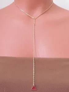 Authentic Sexy Y Drop GOLD PLATED Boho Style Delicate LARIAT CHAIN BAR Pendant NECKLACE