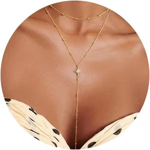 Authentic Lariat Necklaces for Women - Dainty Long Necklace Trendy 14K Gold Plated Hypoall