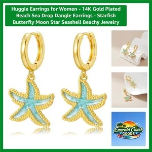 Authentic Whispers of the Ocean: 14K Gold Plated Huggie Earrings