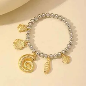 Authentic Tides of Good Fortune: 18K Gold Plated Oceanic Charm Bracelet