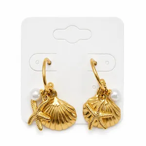 Authentic Celestial Tide Whispers: Golden Starfish and Pearl Hoop Talismans