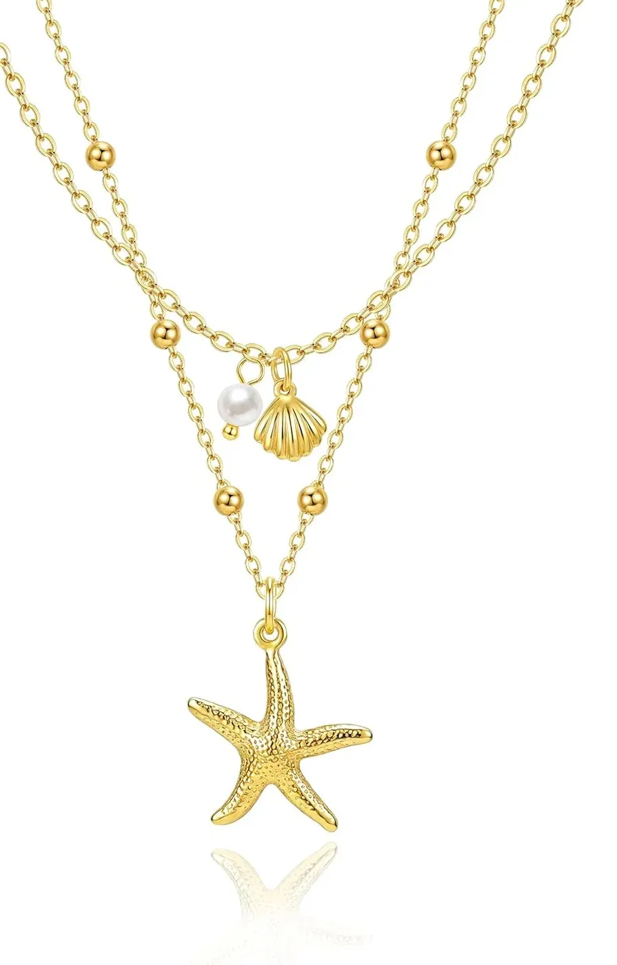 Authentic Tears of the Ocean 14K Gold-Plated Shell and Starfish Talisman