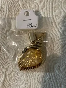 Authentic Gold Plated Seashell Pendant Necklace, 2'' long