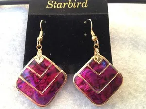 Authentic Iridescent Ocean Echoes: Vintage Paua Shell Gold-Plated Amulets