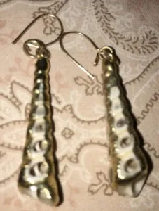 Authentic Vtg 14K Gold Plated Seashell Dangle Earrings