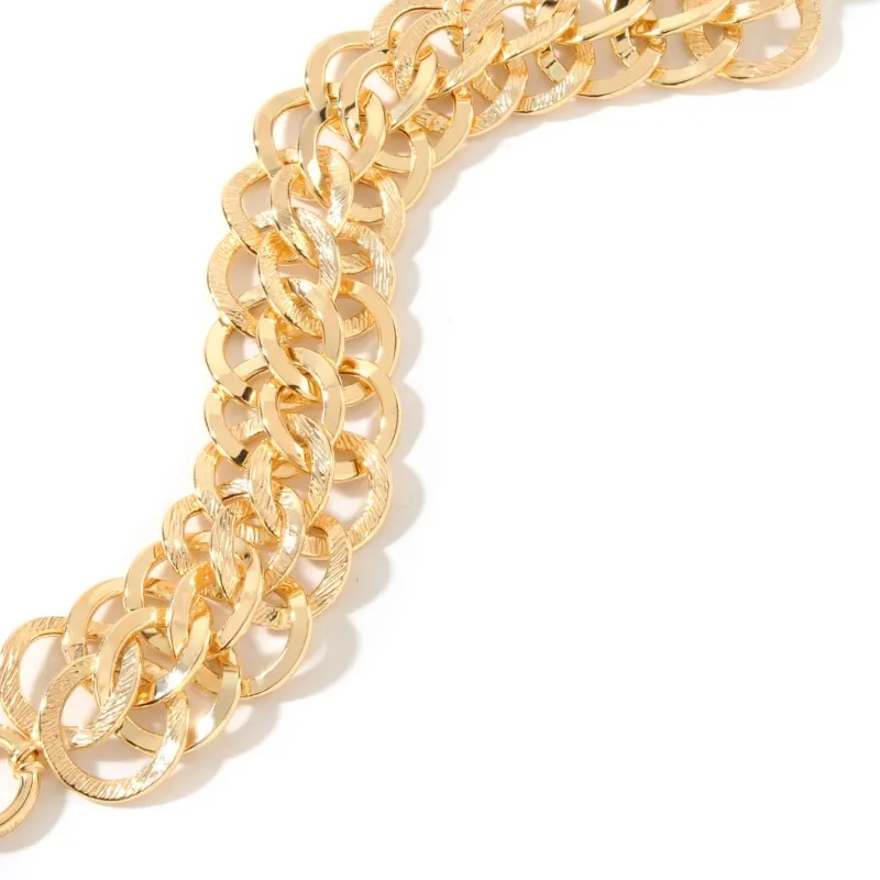 Authentic The Gilded Cadence Wide Textured Link Bracelet in 14K Gold Over Sterling Silver