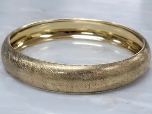 Authentic Textured Gold Plated Sterling Silver Textured Bangle Bracelet ~ 17g ~ 9-C710