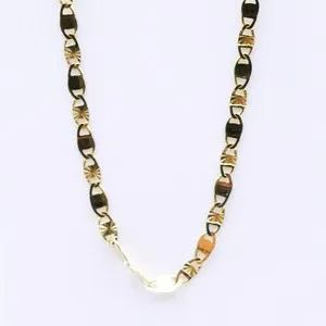 Authentic Gold Plated Sterling Silver Italy Textured Link Chain Mens Womens 24" Necklace