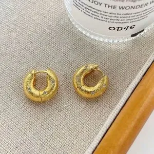Authentic Golden Oracle: 18K Gold Plated Textured Huggie Hoop Earrings for Protection and Guidance