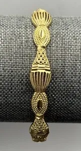 Authentic Ornate Gold Plated Textured Bangle Bracelet Stackable 7”