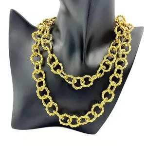 Authentic Anne Klein Designer Gold Plated Textured Chunky Chain Link Lion Logo Necklace