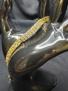 Authentic Vintage Bling Sparkling Cubic Zirconia Brushed & Textured Gold Plated Bracelet