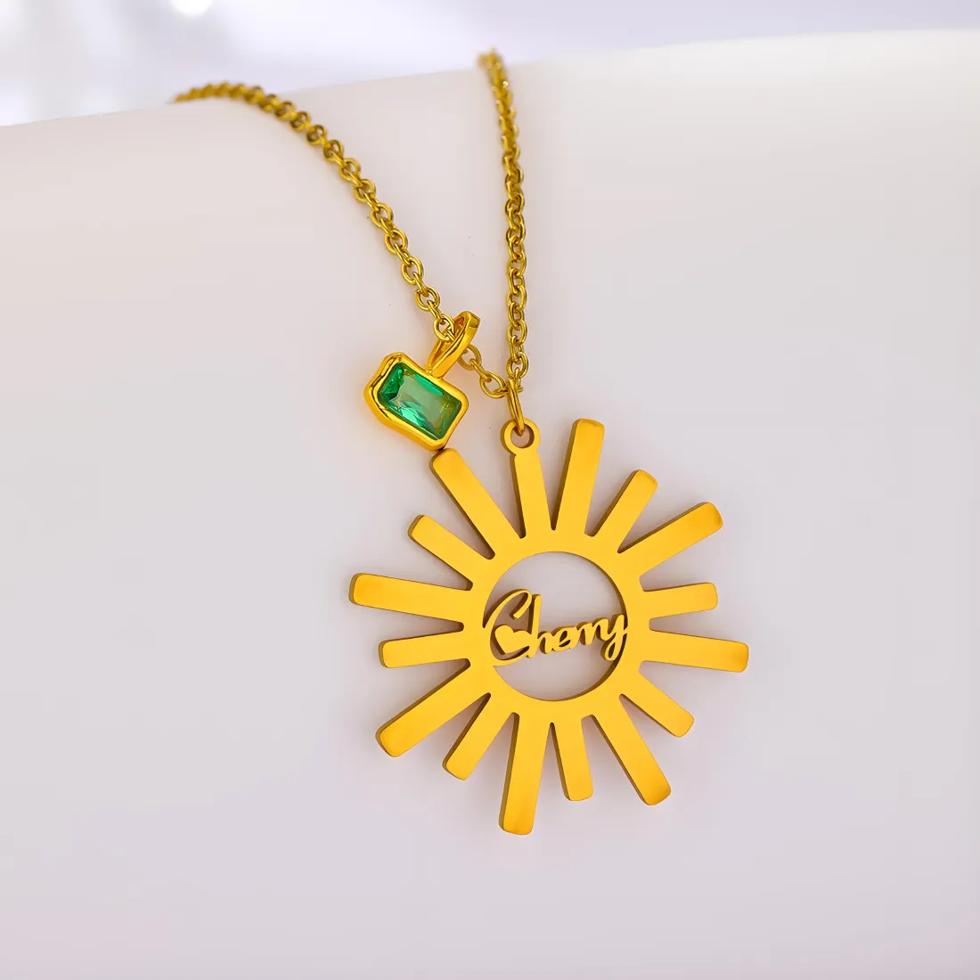 Authentic Chandler Custom Name Sun Pendant Necklace Texture Jewelry For Woman