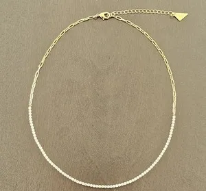 Authentic Sterling Forever 14K Gold Plated Dani Chain Tennis Necklace NWOT