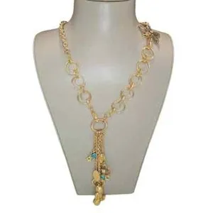 Authentic Women's Trendy Statement Gold Plated Long Charm Goddess Necklace NWOT