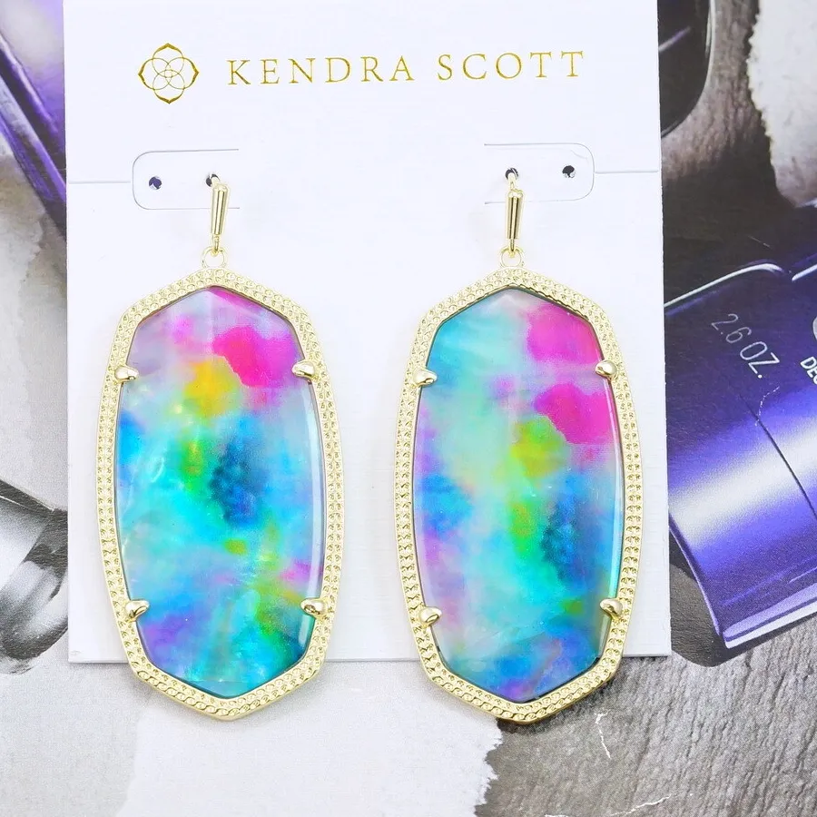 Authentic CLEARANCE! NWOT Kendra Scott Danielle Tie Dye Earrings Gold Plated