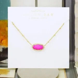 Authentic NWOT Kendra Scott Elisa Satellite Magenta Flo Pink Necklace Gold Plated